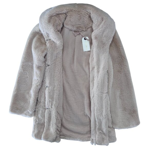 LOUISE MISHA - EMBROIDERED NATASHA COAT - FAUX FUR/COTTON - CREAM - XS - NWT - Picture 2 of 5